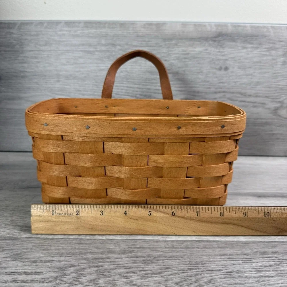 Vintage 1991 Longaberger Hanging Basket Small Brown Wall Organizer 8 inch